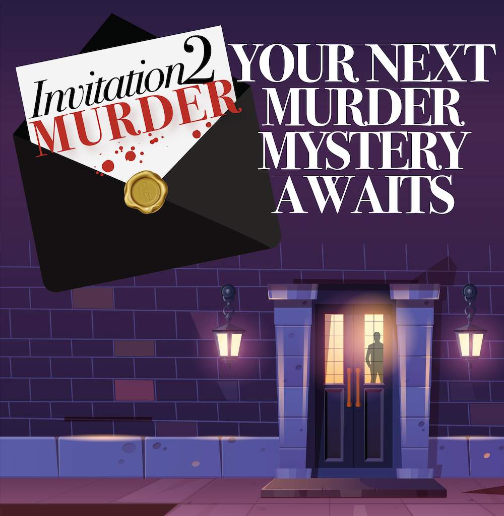 Your Next Murder Mystery poster: Promotional material enticing participation in upcoming events.