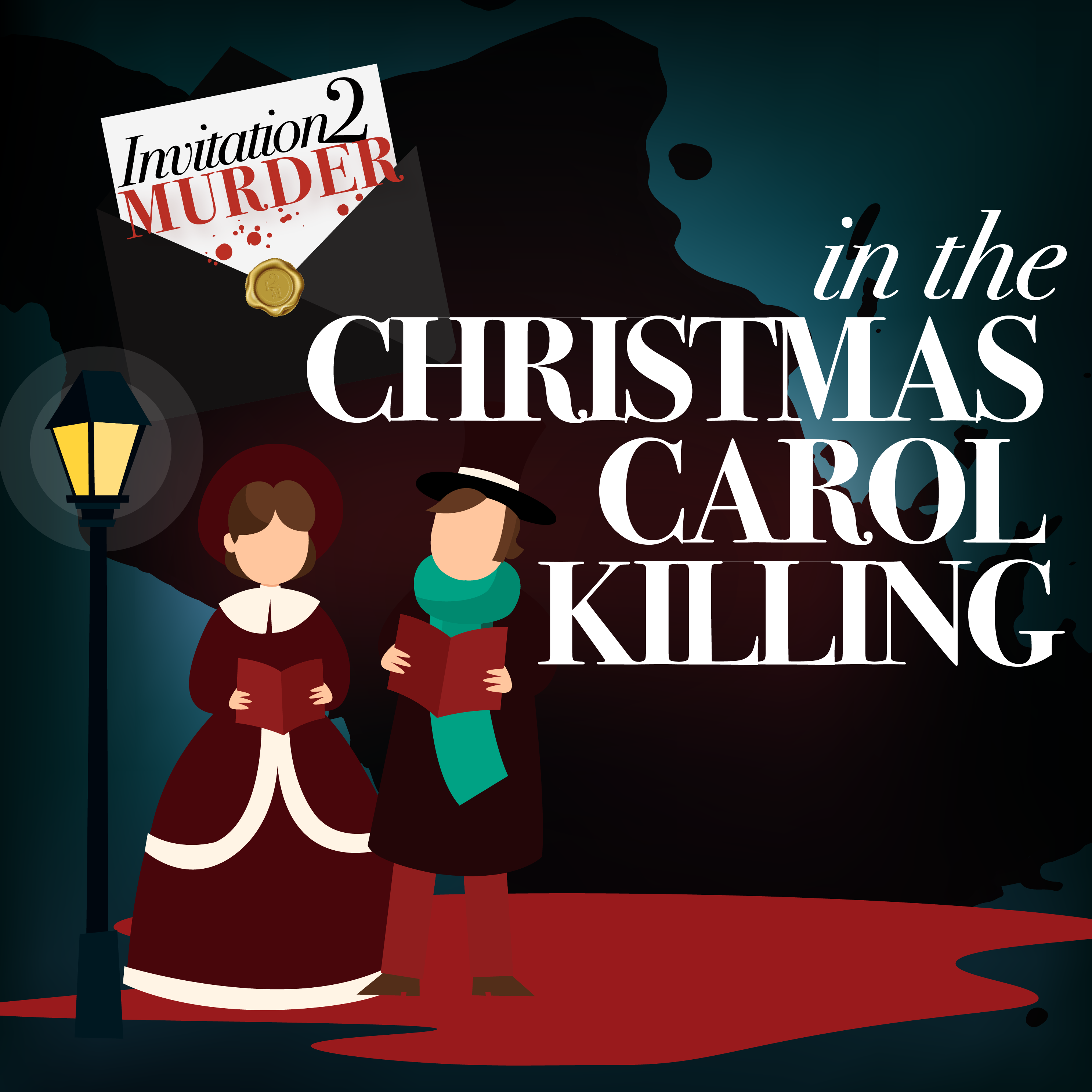 Christmas Carol Killing poster: Holiday-themed murder mystery event titled "In the Christmas Carol Killing."