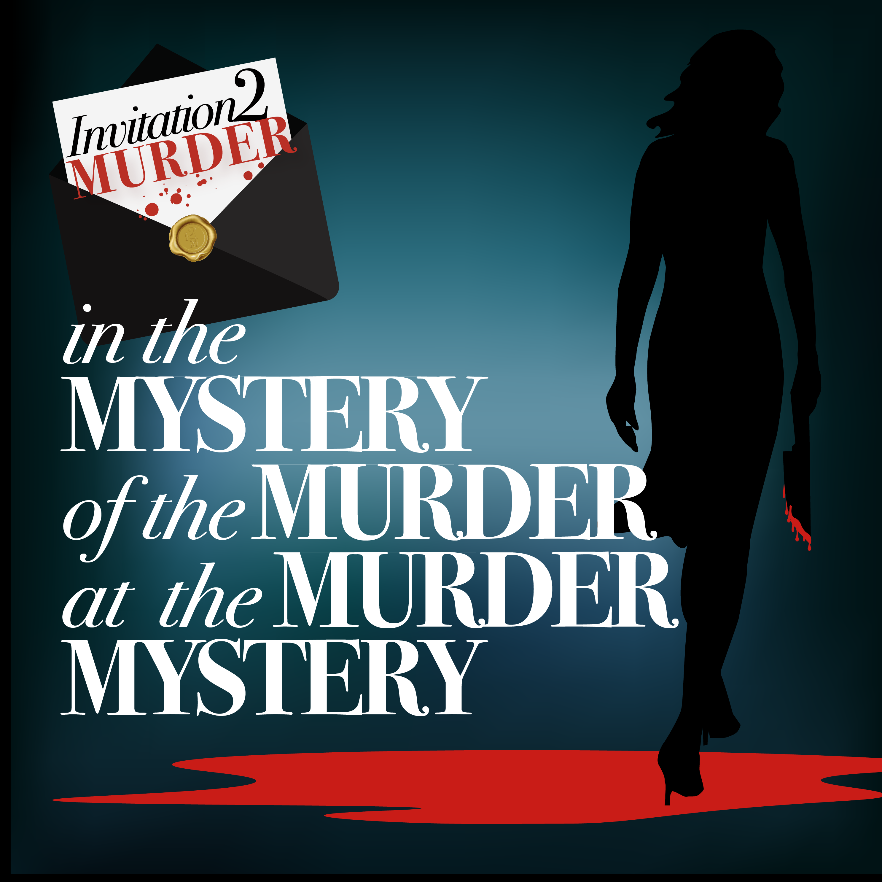 Mystery at the Murder Mystery poster: Intriguing meta-murder mystery titled "In the Mystery of the Murder at the Murder Mystery."