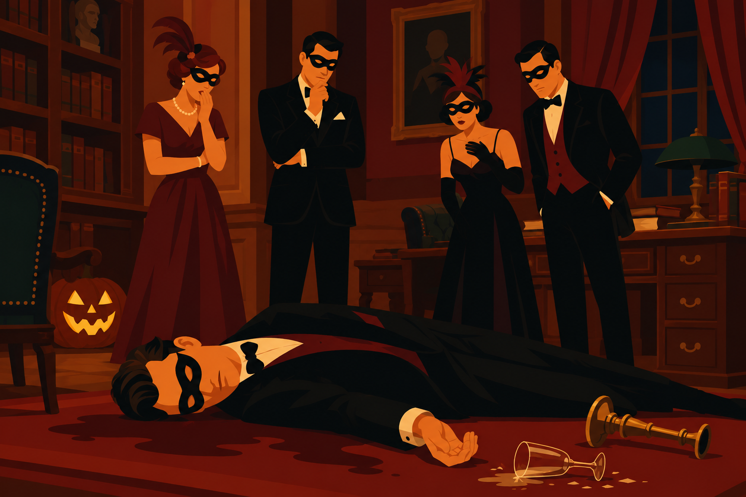 Masquerade Mystery in the Dark Study